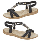 OPHELIA Flat Embellished Ladies Sandal (Size 3) - Black