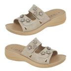 Twin Strap FREESIA Ladies Mule Sandal (Size 3) - Beige