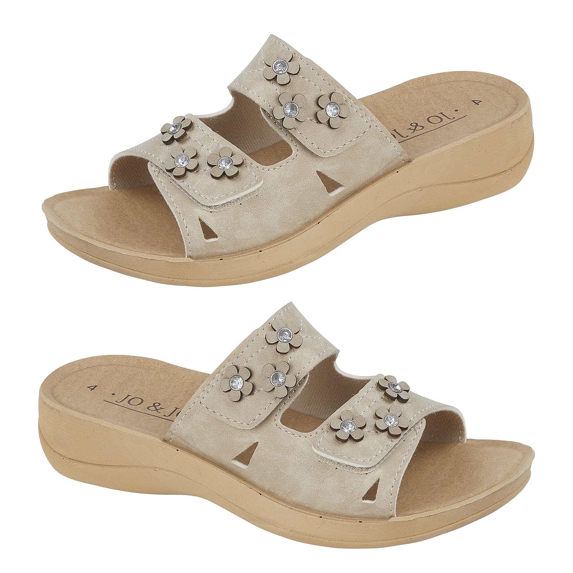 Twin Strap FREESIA Ladies Mule Sandal (Size 3) - Beige