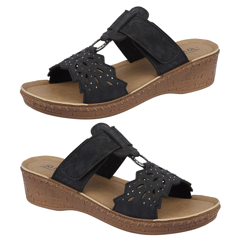 Jo - Joe Gibraltar Touch Fasten Mule Sandal (Size 3) - Black