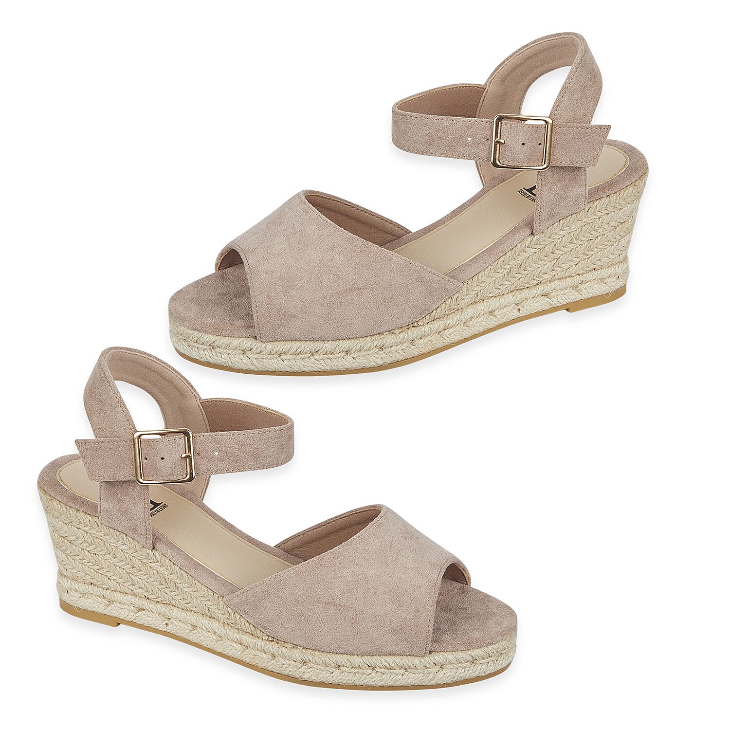 Tamsin Womens Wedge Heel Sandals with Adjustable Buckle Strap (Size 4) - Beige