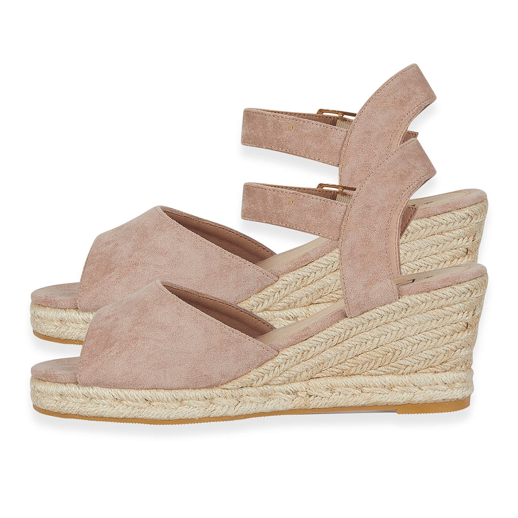 Tamsin Womens Wedge Heel Sandals with Adjustable Buckle Strap (Size 4) - Beige