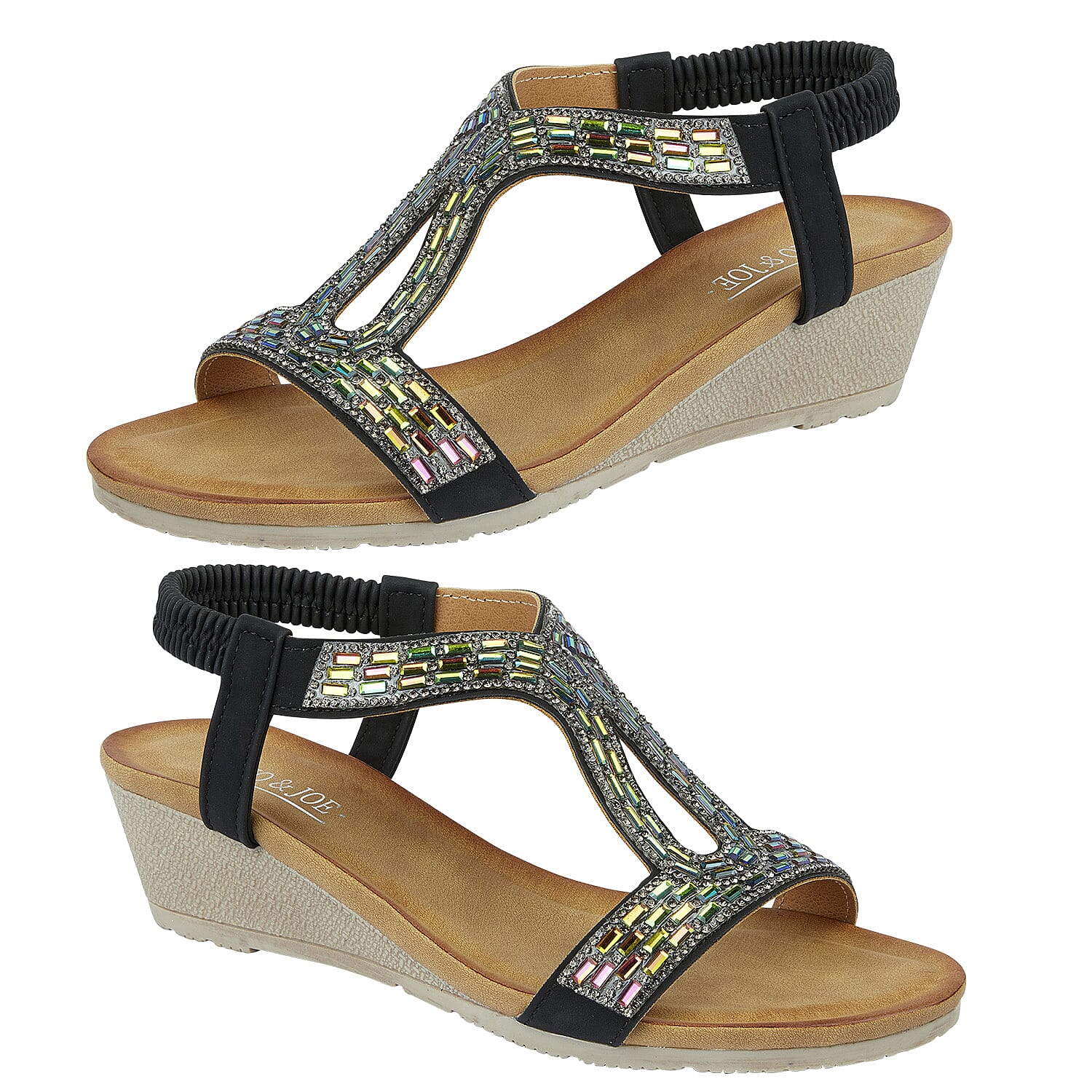 Jo - Joe Cape Verde Medium Wedge Sandal (Size 4) - Black