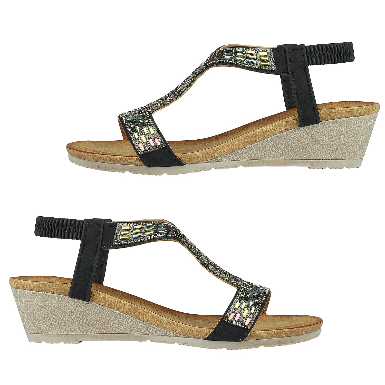 Jo - Joe Cape Verde Medium Wedge Sandal (Size 4) - Black