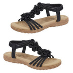 BEGONIA Ladies Floral Open Toe Sandal (Size 4) - Black