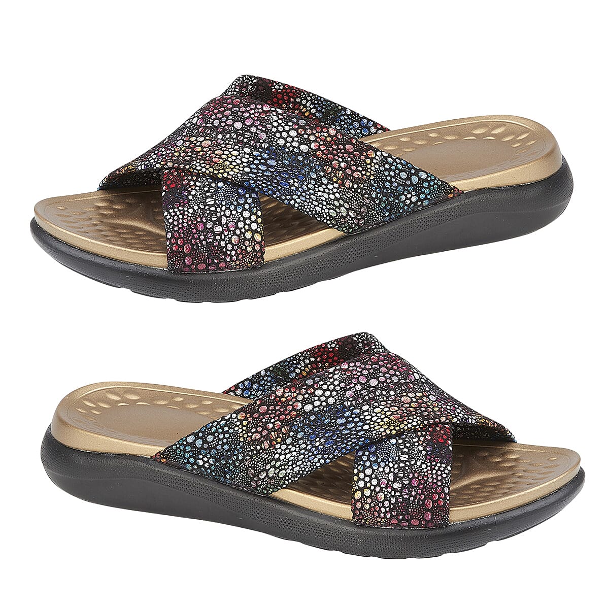 Jo - Joe Ladies MAE Cross Over Slip on Mule Sandal (Size 4) - Black