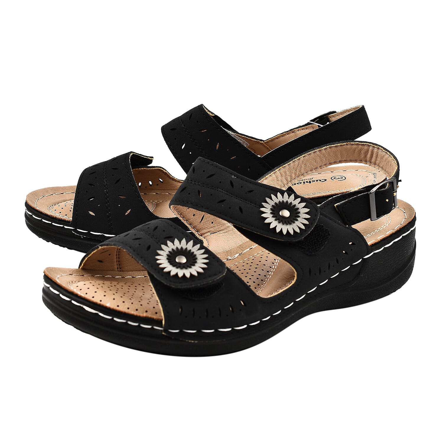 Cushion Walk BECKY Double Touch Bar Sandle (Size 4) - Black