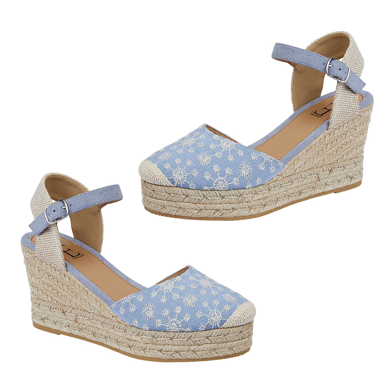 Jo - Joe Summer Embroidered Platform Wedge Sandal (Size 4) - Blue