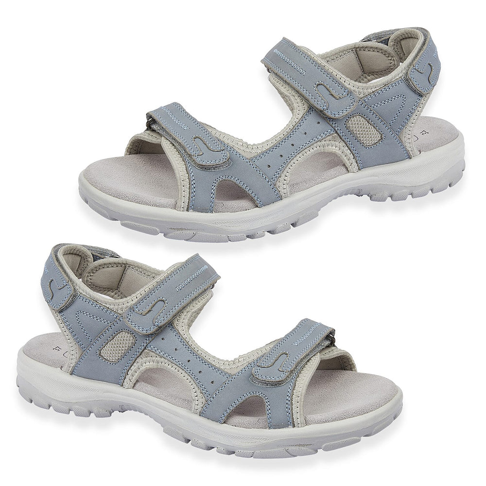 Mandy Leather Comfortable & Lightweight Padded Sandal with Adjustable Straps (Size 4) - Light Blue