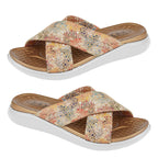 Jo - Joe Ladies MAE Cross Over Slip on Mule Sandal (Size 4) - Tan