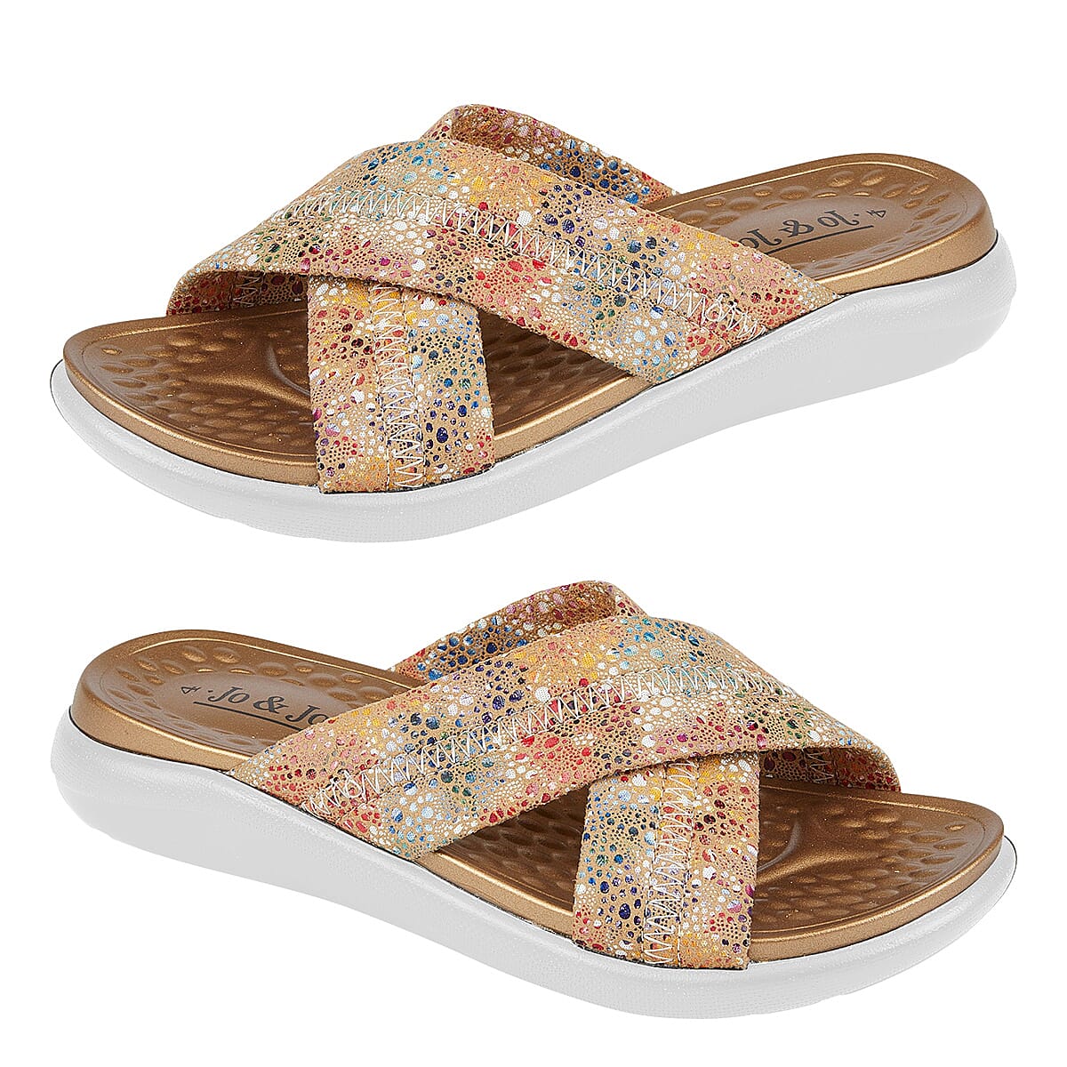 Jo - Joe Ladies MAE Cross Over Slip on Mule Sandal (Size 4) - Tan