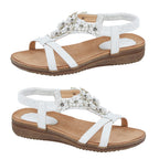 Jo - Joe Naples Cross Over Floral Embellishment Slight Wedge Sandal (Size 4) - White