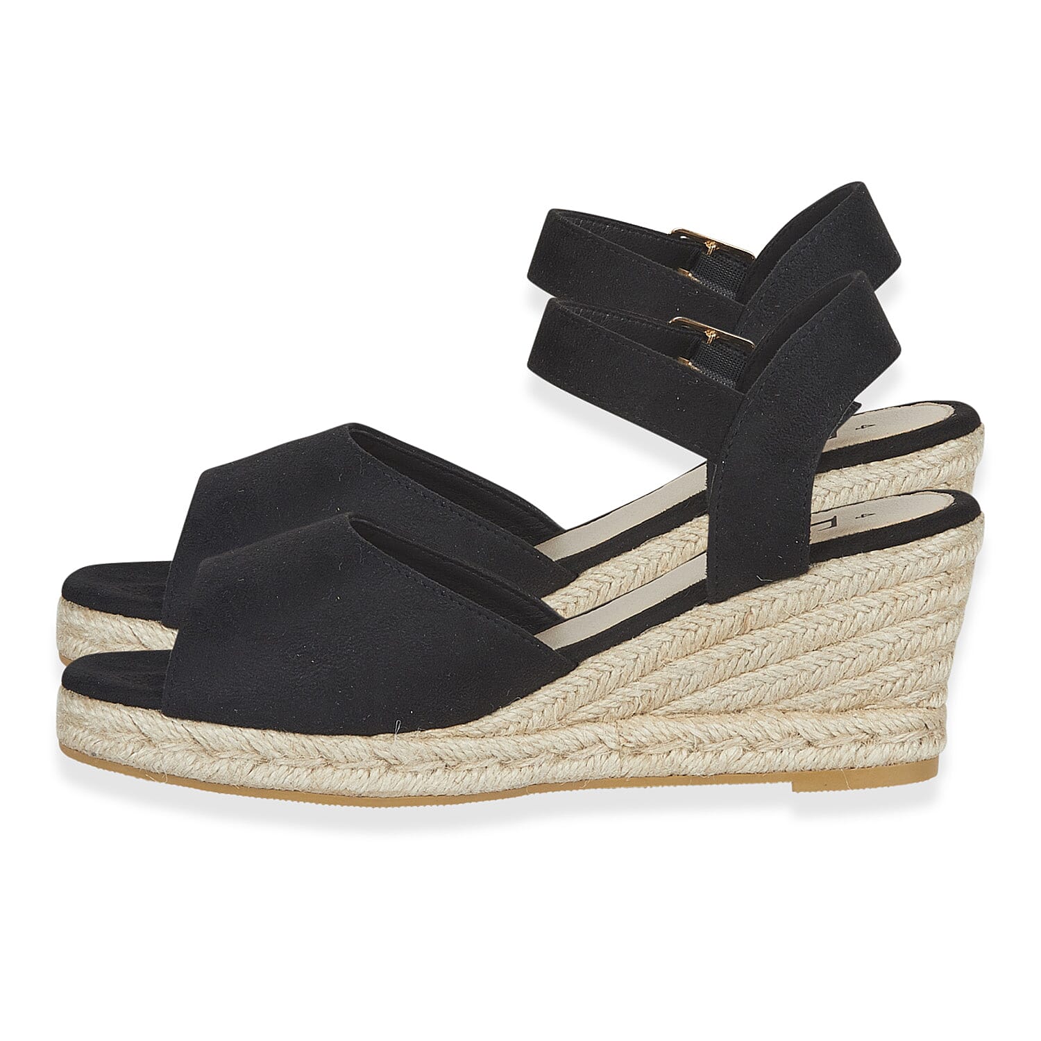 Tamsin Womens Wedge Heel Sandals with Adjustable Buckle Strap (Size 5) - Black