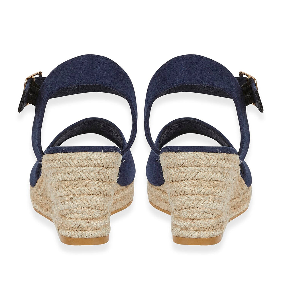 Tamsin Womens Wedge Heel Sandals with Adjustable Buckle Strap  (Size 5) - Navy