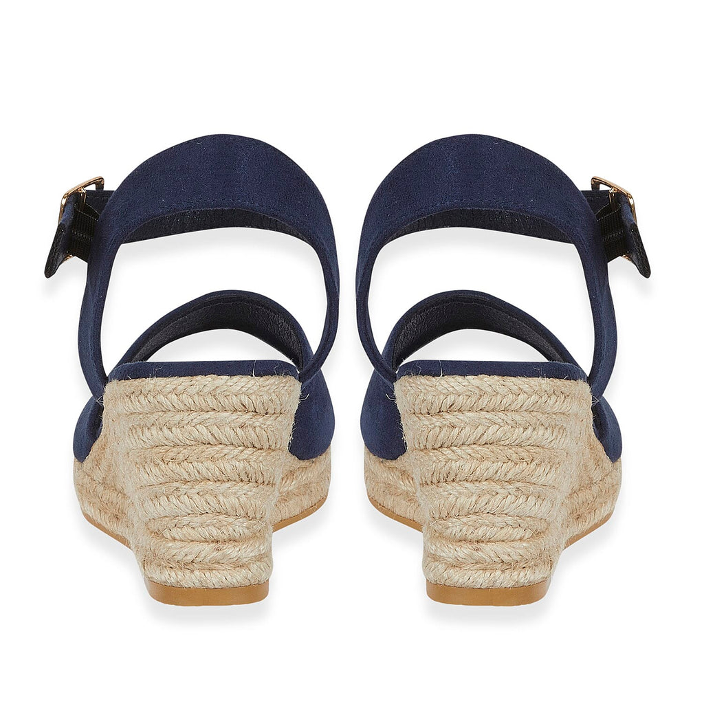 Tamsin Womens Wedge Heel Sandals with Adjustable Buckle Strap  (Size 5) - Navy