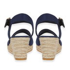 Tamsin Womens Wedge Heel Sandals with Adjustable Buckle Strap  (Size 5) - Navy