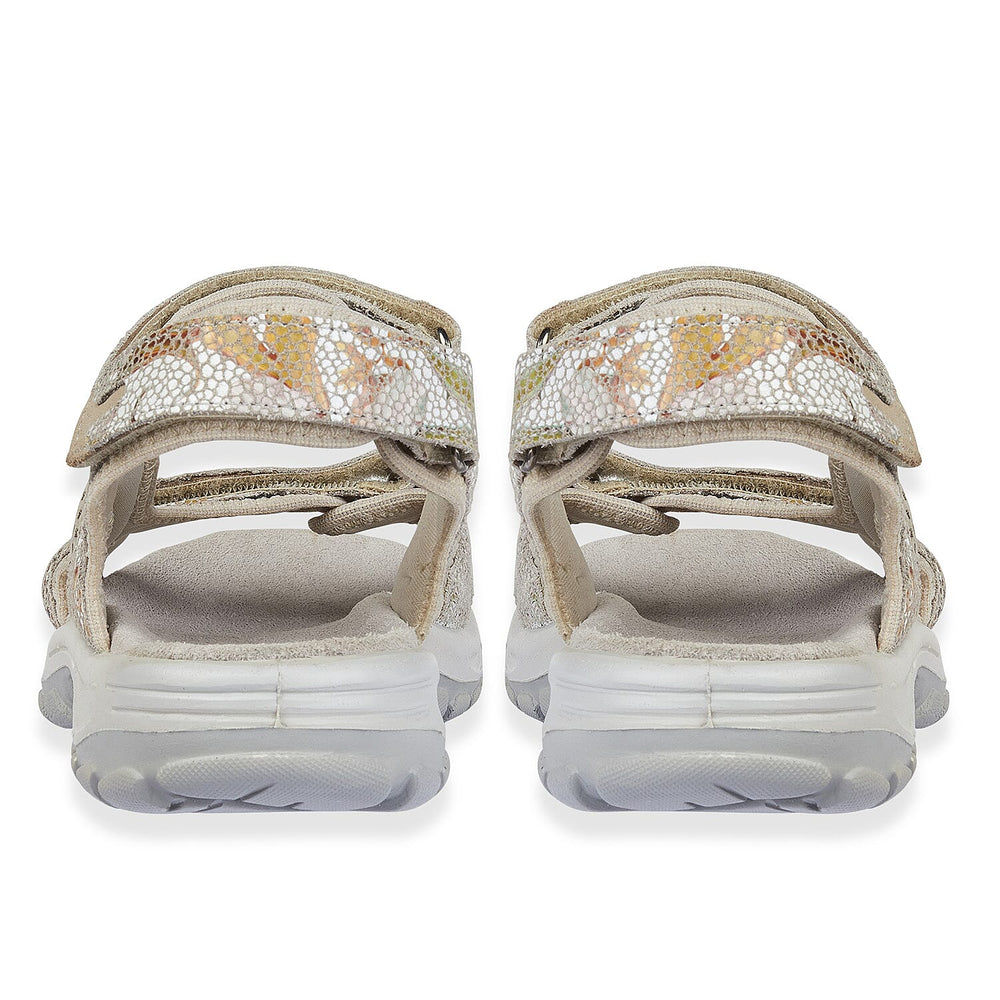 Mandy Ladies Leather Sporty Sandals with Adjustable Straps (Size 7) - Beige & Multi