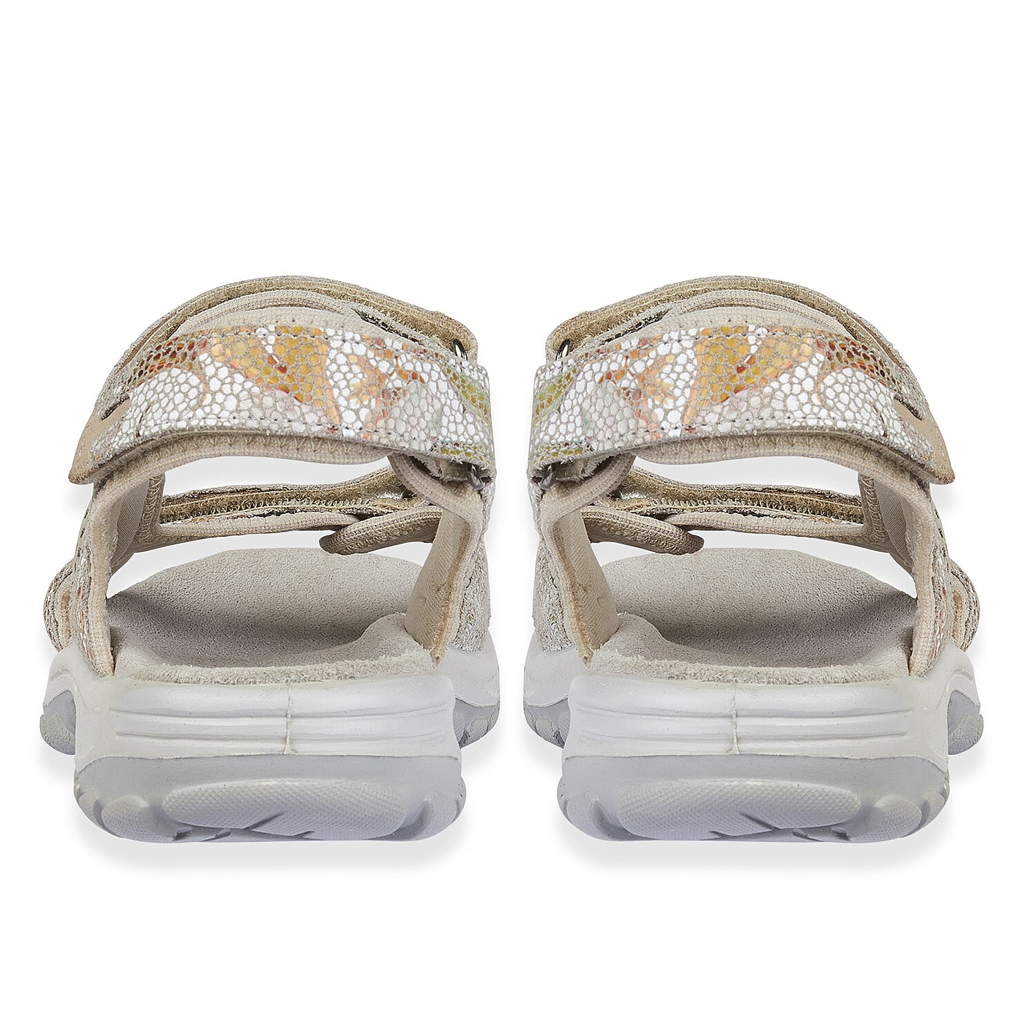 Mandy Ladies Leather Sporty Sandals with Adjustable Straps (Size 7) - Beige & Multi