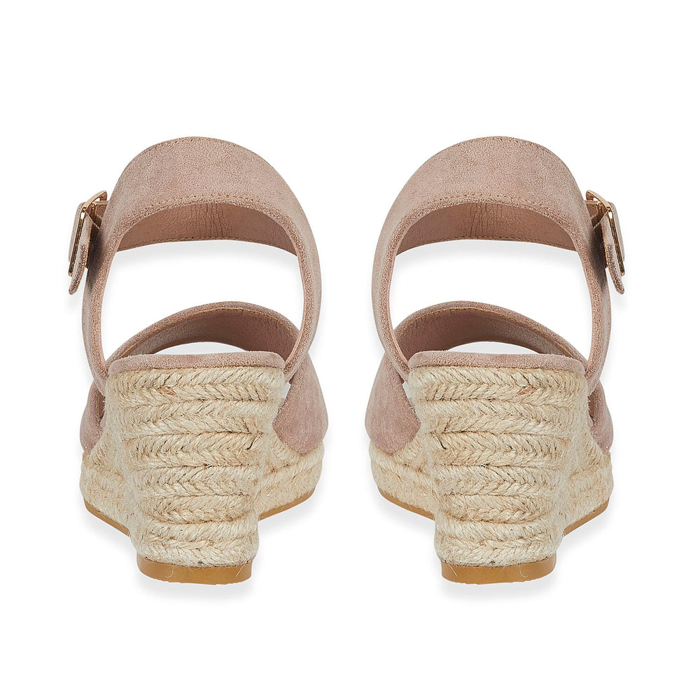 Tamsin Womens Wedge Heel Sandals with Adjustable Buckle Strap (Size 7) - Beige