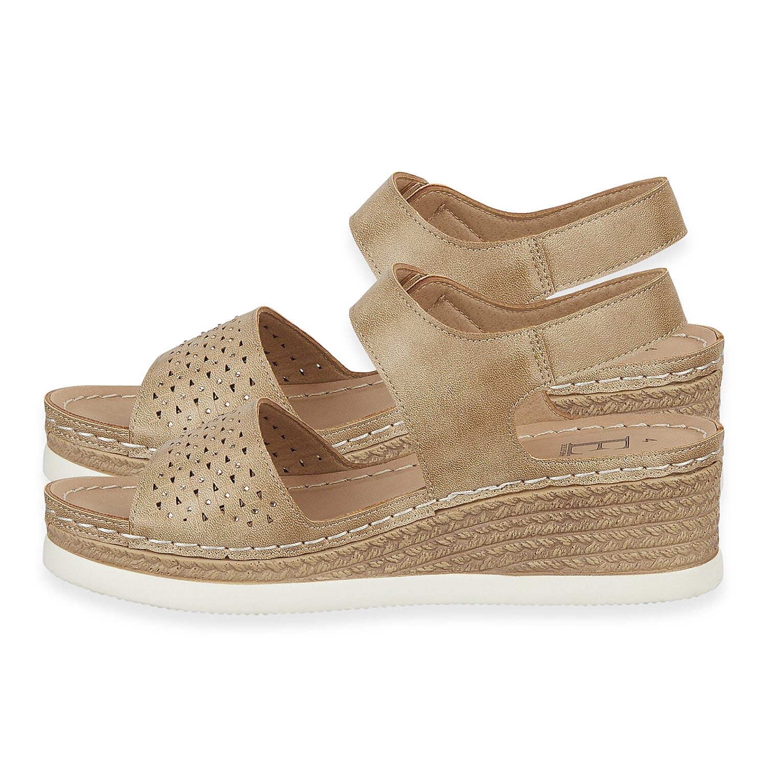 Tobago Womens Two-Strap Wedge Sandals (Size - 7) - Beige