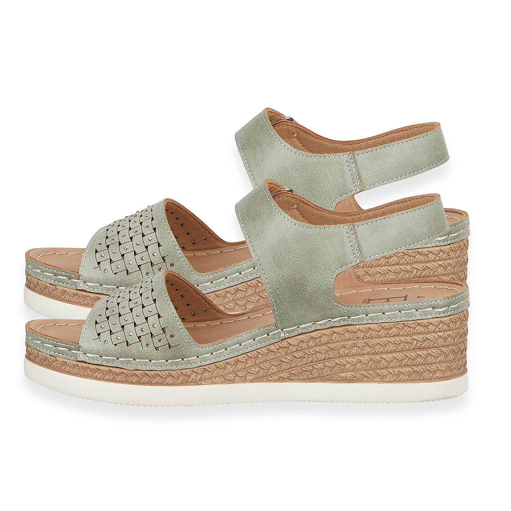 Tobago Womens Wedge Heel Sandals with Ankle Strap (Size - 7) - Moss