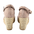 Espadrille Ladies Ria High Wedge Sandal with Scallop and Buckle (Size 7) - Sand