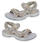 Mandy Ladies Leather Sporty Sandals with Adjustable Straps (Size 8) - Beige & Multi