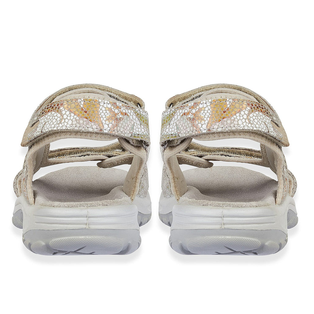 Mandy Ladies Leather Sporty Sandals with Adjustable Straps (Size 8) - Beige & Multi
