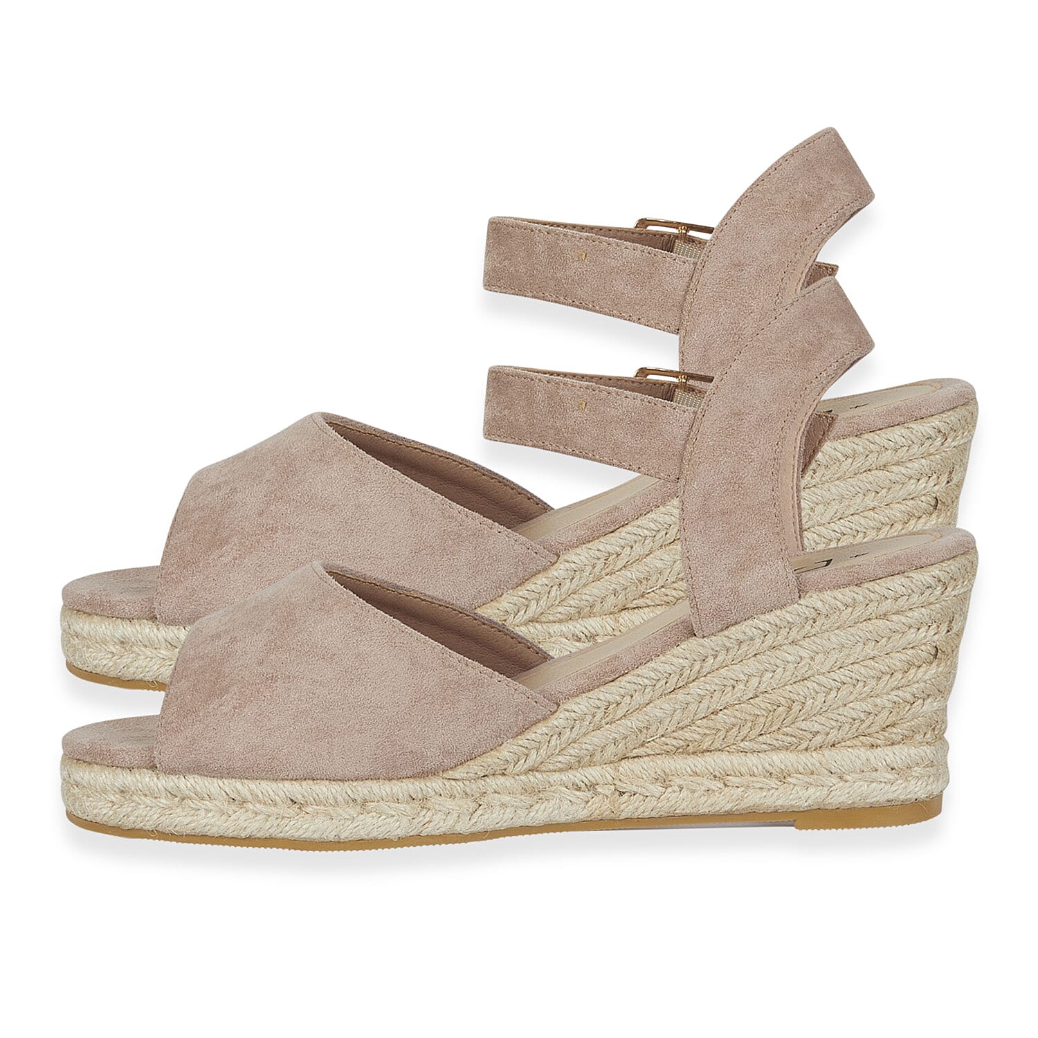Tamsin Womens Wedge Heel Sandals with Adjustable Buckle Strap (Size 8) - Beige