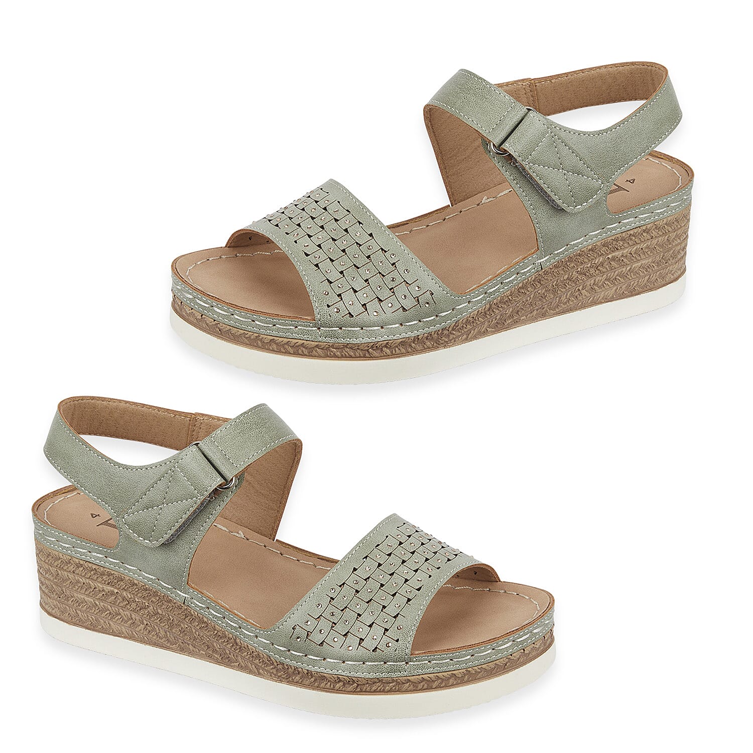 Tobago Womens Wedge Heel Sandals with Ankle Strap (Size - 8) - Moss