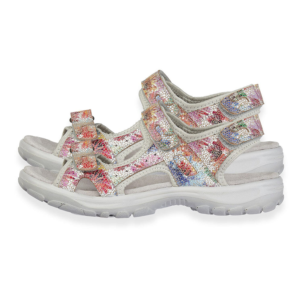 Mandy Ladies Leather Sporty Sandals with Adjustable Straps (Size 8) - Multi Grey