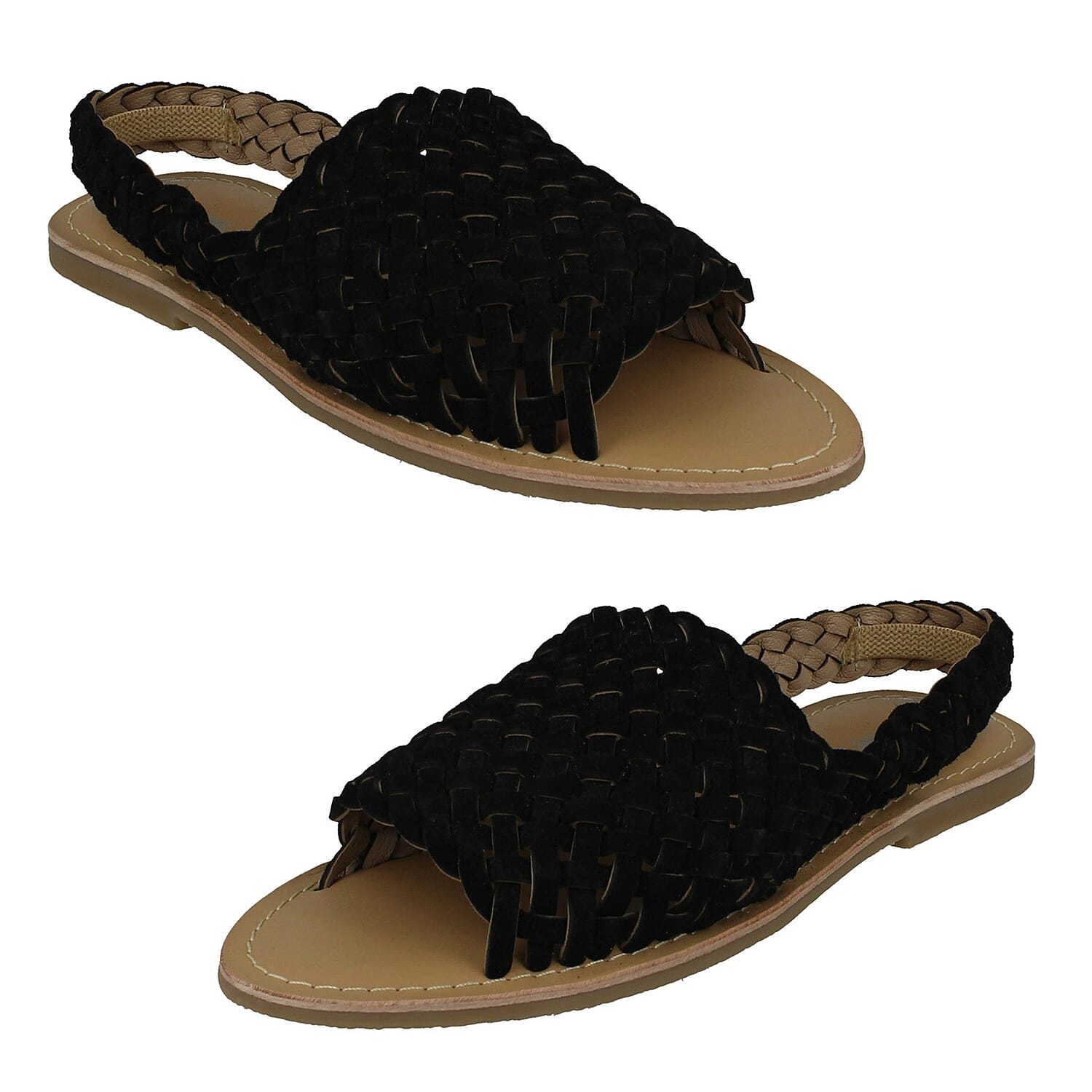 Ladies Slingback Casual Flat Sandals (Size - 3) - Black
