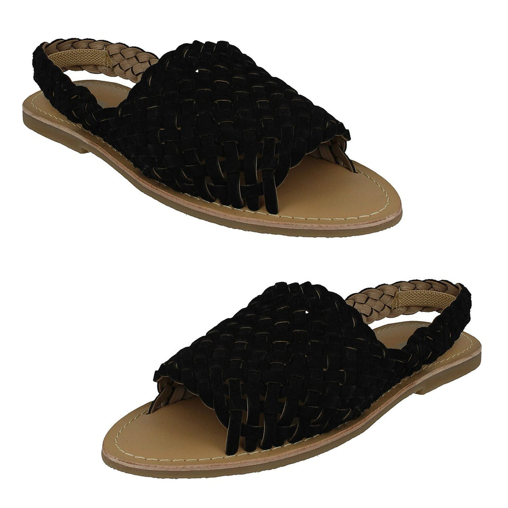 Ladies Slingback Casual Flat Sandals (Size - 4) - Black