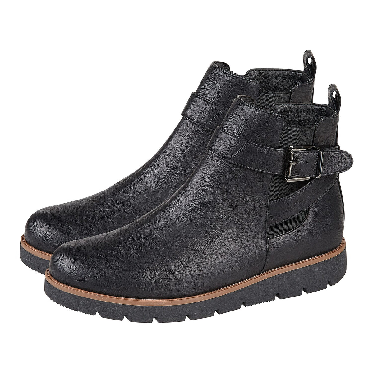 Ladies GAYNOR Chelsea Boots with Buckle - Strap (Size 5) - Black