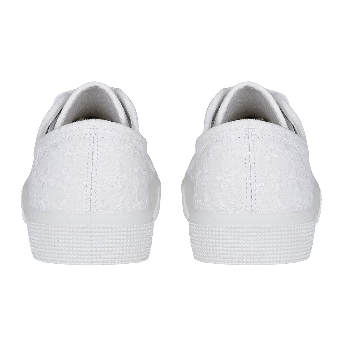 Joe - Joe ZITA Broderie Anglaise Pump on Chunky Ladies Shoe (Size 8) - White