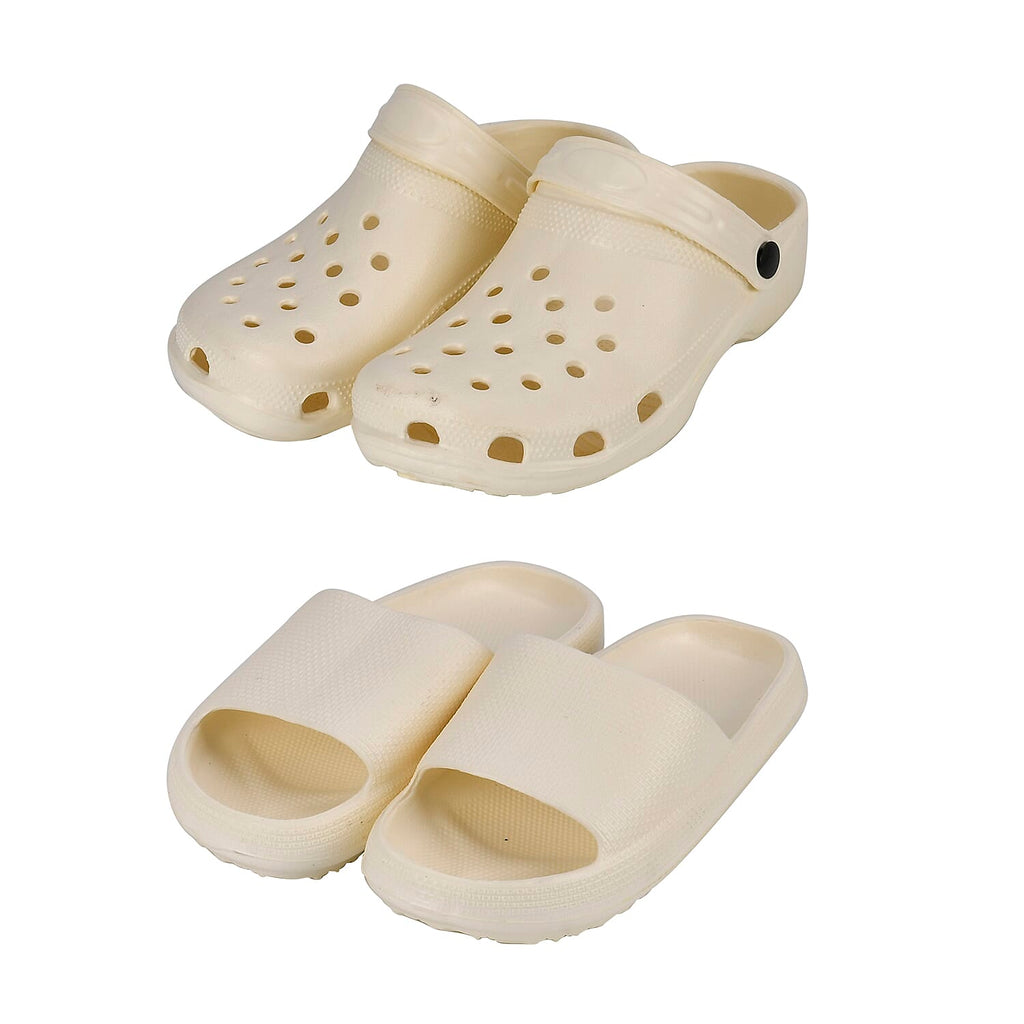 Set of 2 EVA Ladies Super-lightweight Cushioned Sandals and Sliders (Size 3-4) - Cream