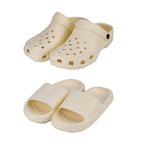 Set of 2 EVA Ladies Super-lightweight Cushioned Sandals and Sliders (Size 3-4) - Cream