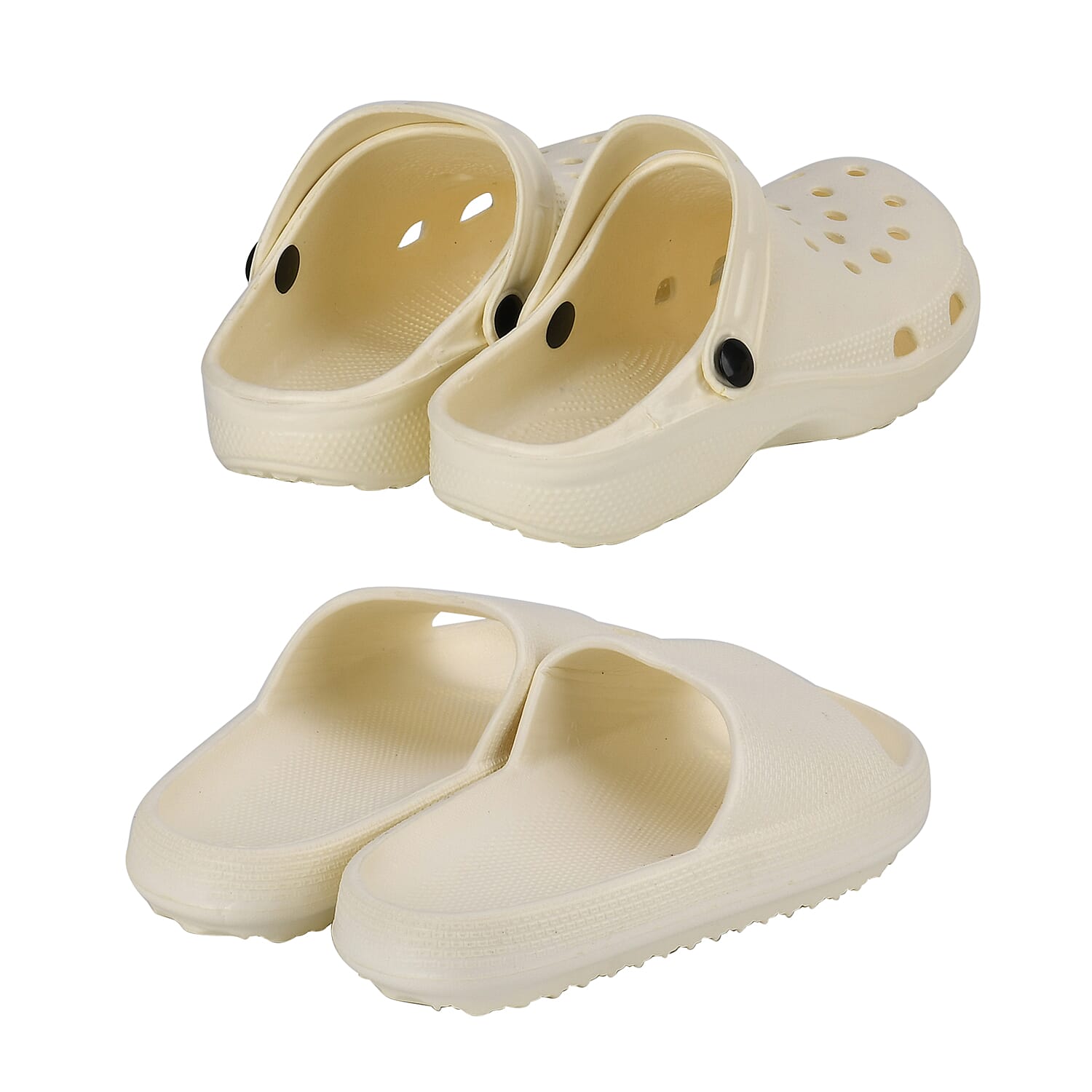 Set of 2 EVA Ladies Super-lightweight Cushioned Sandals and Sliders (Size 3-4) - Cream