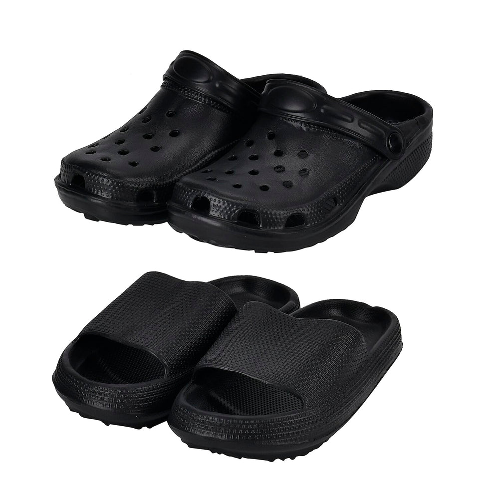 Set of 2 EVA Ladies Super-lightweight Cushioned Sandals and Sliders (Size 3-4) - Black