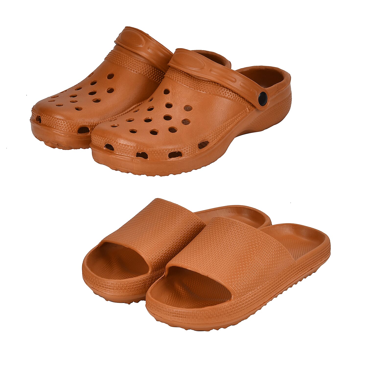 Set of 2 EVA Ladies Super-lightweight Cushioned Sandals and Sliders (Size 3-4) - Orange