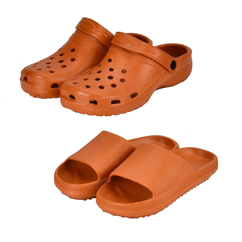 Set of 2 EVA Ladies Super-lightweight Sandals and Sliders (Size 5-6) - Orange