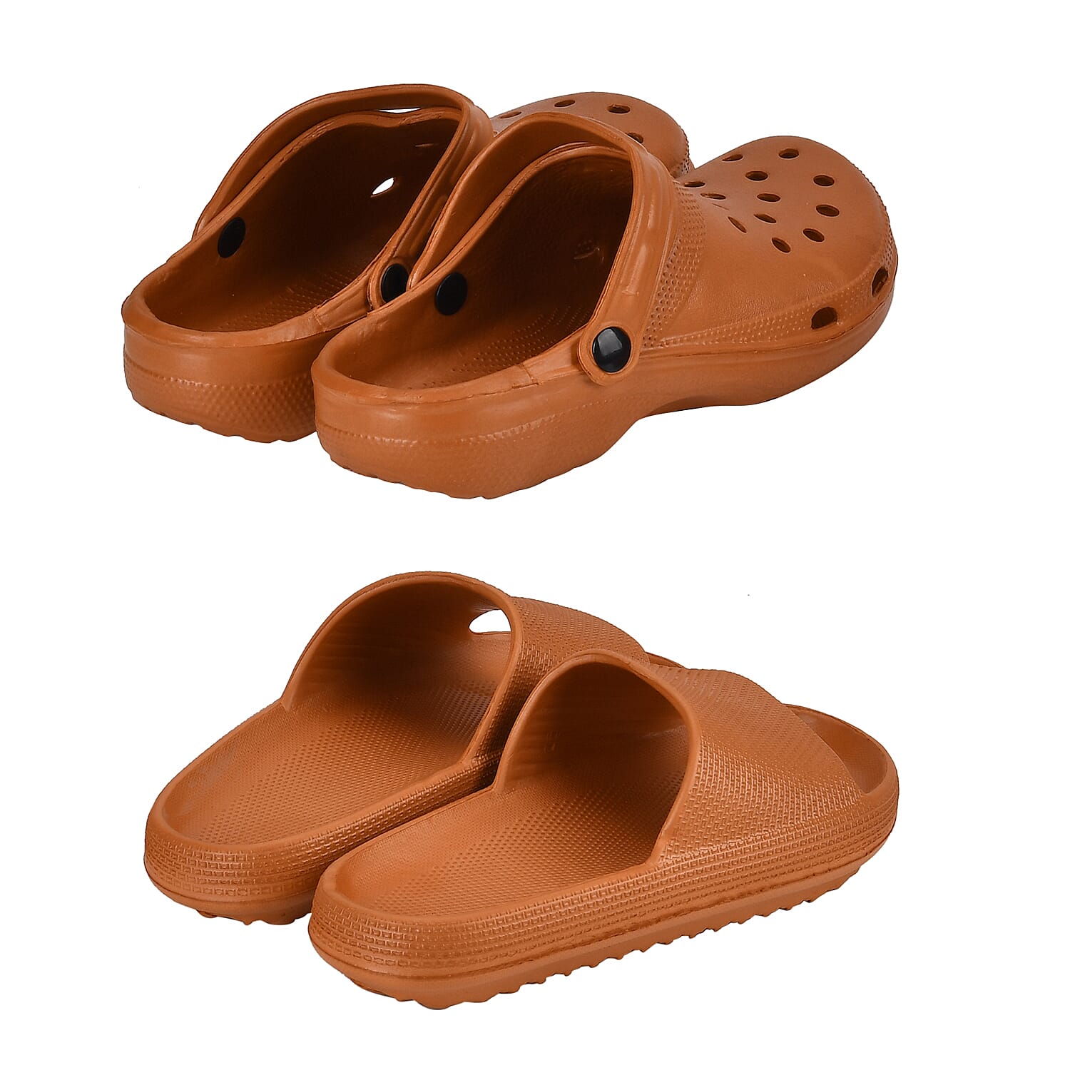 Set of 2 EVA Ladies Super-lightweight Sandals and Sliders (Size 5-6) - Orange