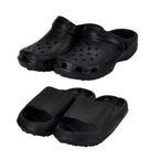 Set of 2 EVA Ladies Super-lightweight Cushioned Sandals and Sliders (Size 7-8) - Black