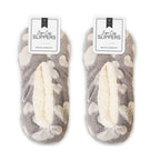 Ladies Cozy Fur Slippers (Size Large) - Grey