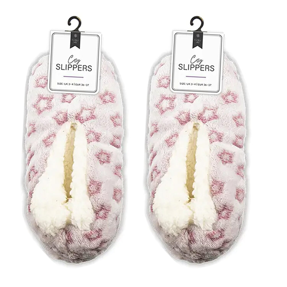 Ladies Cozy Fur Slippers  (Size Large) - Pink