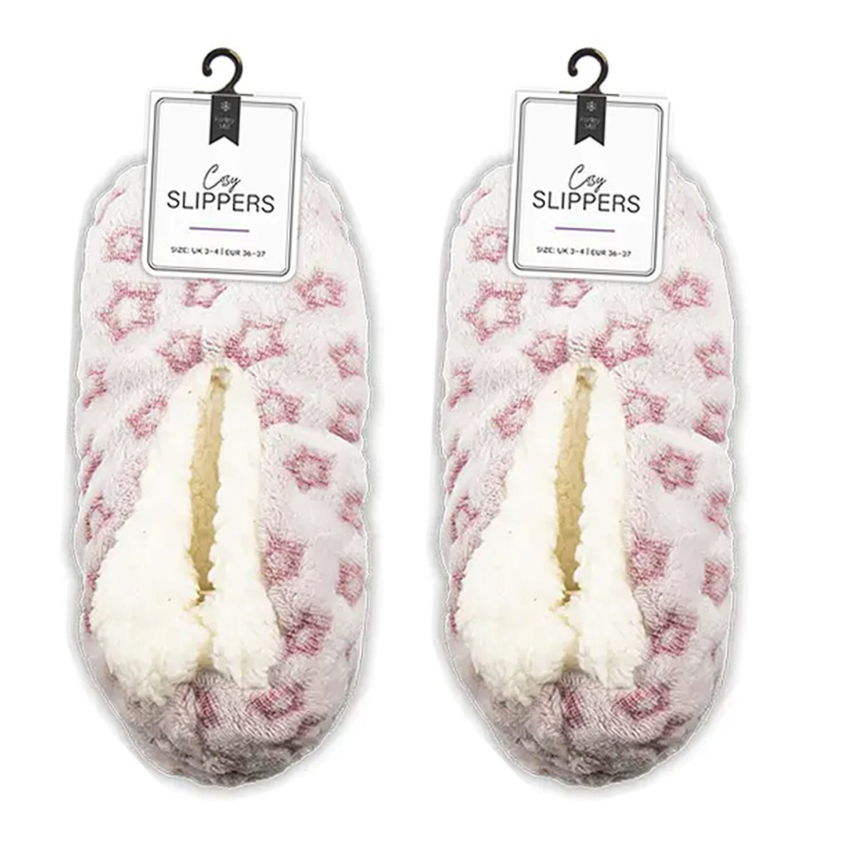 Ladies Cozy Fur Slippers (Size Medium) - Pink