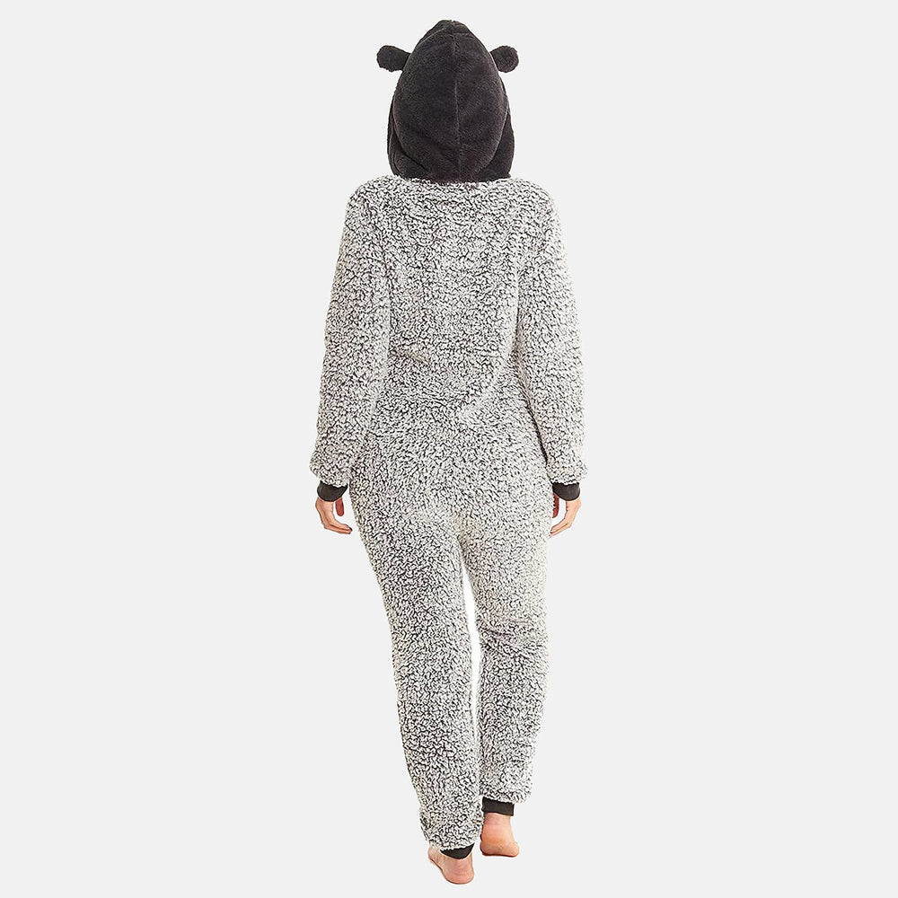 Ladies Fleece Onesie with Hood - Blue