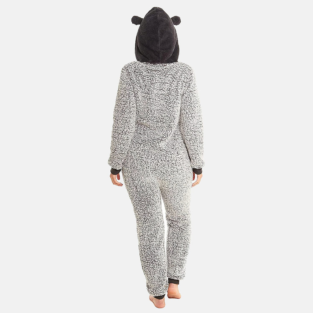 Ladies Fleece Onesie with Hood - Blue