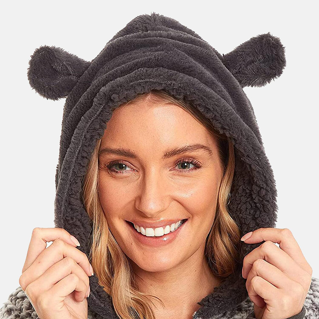 Ladies Fleece Onesie with Hood - Blue