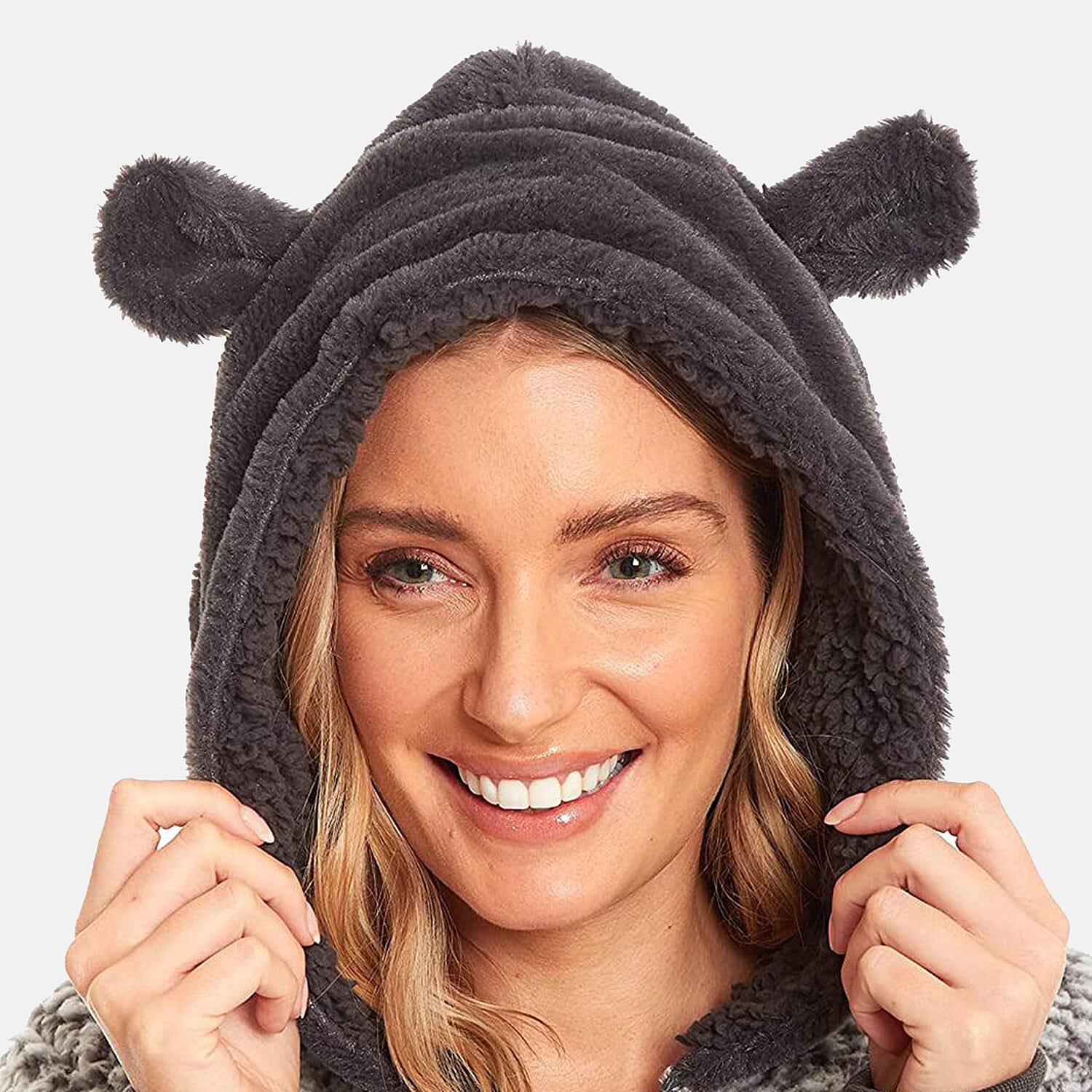 Ladies Fleece Onesie with Hood - Blue